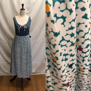 Vintage 1980s Polka dot midi skirt L XL